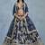 Navy-blue Embroidered Zari Work Art Silk Lehenga Choli