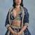 Navy-blue Embroidered Zari Work Art Silk Lehenga Choli