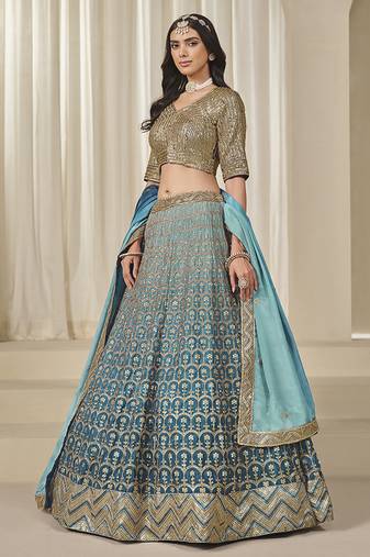 Rama Embroidered Sequins Work Chinon Silk Lehenga Choli