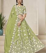Pista Embroidered Sequins Work Organza Lehenga Choli