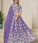 Purple Embroidered Sequins Work Organza Lehenga Choli