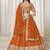 Orange Embroidered Sequins Work Art Silk Lehenga Choli
