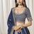 Navy Blue Embroidered Sequins Work Art Silk Lehenga Choli