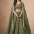 Green Embroidered Sequins Work Soft Organza Lehenga Choli