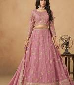 Pink Embroidered Sequins Work Organza  Lehenga Choli