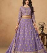 Lavender Embroidered Sequins Work Organza  Lehenga Choli