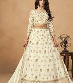 White Embroidered Sequins Work Organza  Lehenga Choli