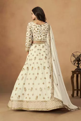 White Embroidered Sequins Work Organza  Lehenga Choli