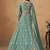 Turquoise  Embroidered Sequins Work Organza  Lehenga Choli