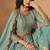 Turquoise  Embroidered Sequins Work Organza  Lehenga Choli