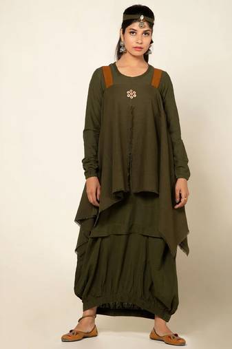 Boho army green boho meress
