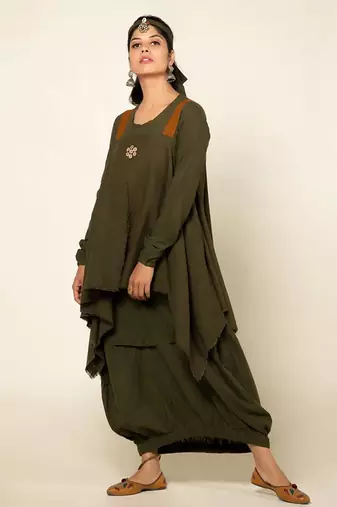 Boho army green boho meress