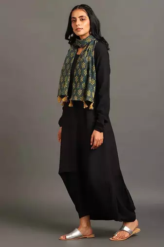 Black boho balloon dress