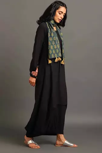 Black boho balloon dress