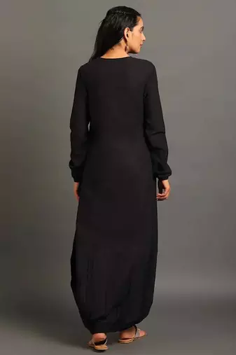 Black boho balloon dress