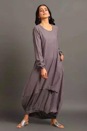 Grey boho balloon dress