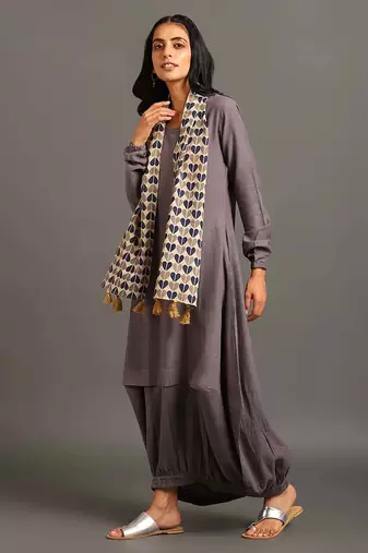 Grey boho balloon dress