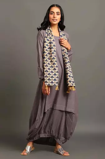 Grey boho balloon dress