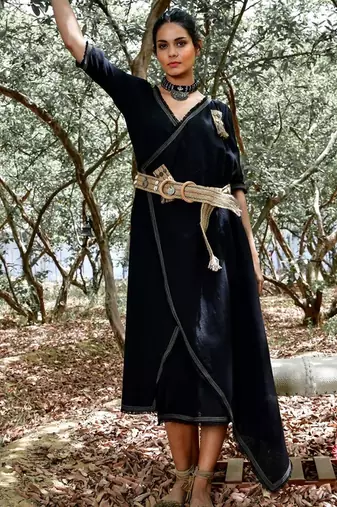 Black sufi azal boho dress