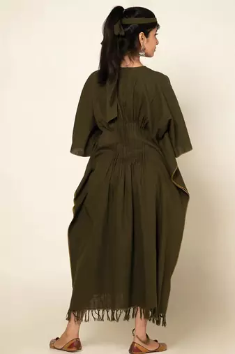 Forest green sufi asmi kaftan dress