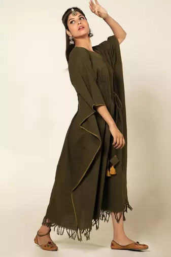 Forest green sufi asmi kaftan dress