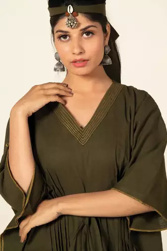 Forest green sufi asmi kaftan dress