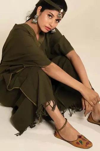 Forest green sufi asmi kaftan dress