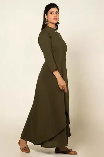 Army green everyday elegance kurta set