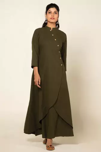 Army green everyday elegance kurta set