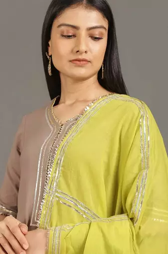 Brown pure cotton layered dress
