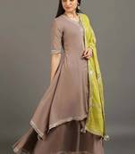 Brown pure cotton layered dress