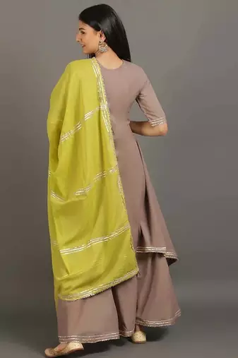 Brown pure cotton layered dress