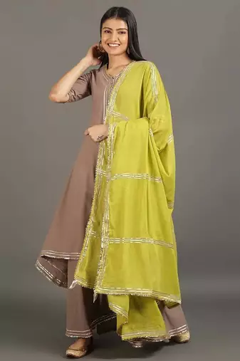 Brown pure cotton layered dress