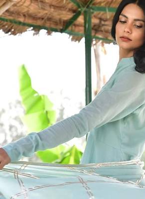 Blue mulmul anarkali set 2