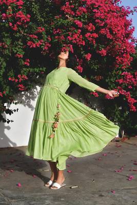 Green mulmul midi dress 1