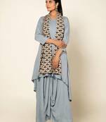Blue linen slub boho dress