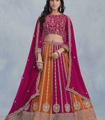 pink Embroidered Zari Work Faux Georgette Lehenga Choli