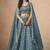 Teal-Blue Embroidered Sequins Work Soft Organza Lehenga Choli