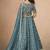 Teal-Blue Embroidered Sequins Work Soft Organza Lehenga Choli