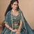 Teal-Blue Embroidered Sequins Work Soft Organza Lehenga Choli