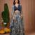Navy blue floral printed crepe sharara set