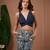 Navy blue floral printed crepe sharara set