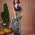 Navy blue floral printed crepe sharara set