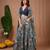 Navy blue floral printed crepe sharara set