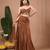 Brown plain crepe skirt set