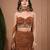 Brown plain crepe skirt set