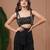 Black embroidered georgette palazzo set