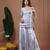 Blue embroidered velvet three piece co ord set