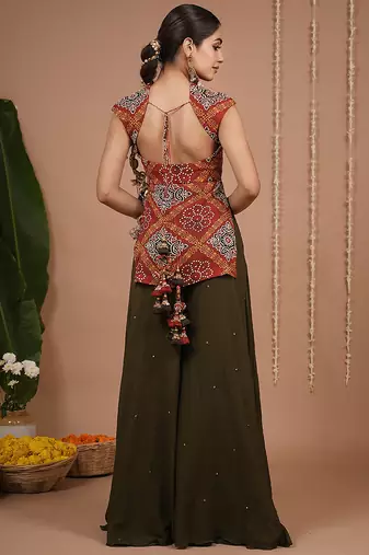 Red floral printed georgette kurta sets
