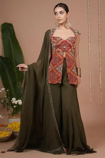 Red floral printed georgette kurta sets